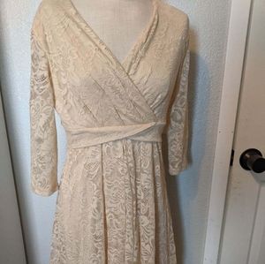 Cream Lace Hi-Lo Dress
